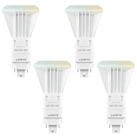 Luxrite Vertical PL LED CFL Replacement Light Bulbs 3 CCT Selectable 11W 1450LM G24/G24Q/GX24Q Base 4-Pack LR24567-4PK
